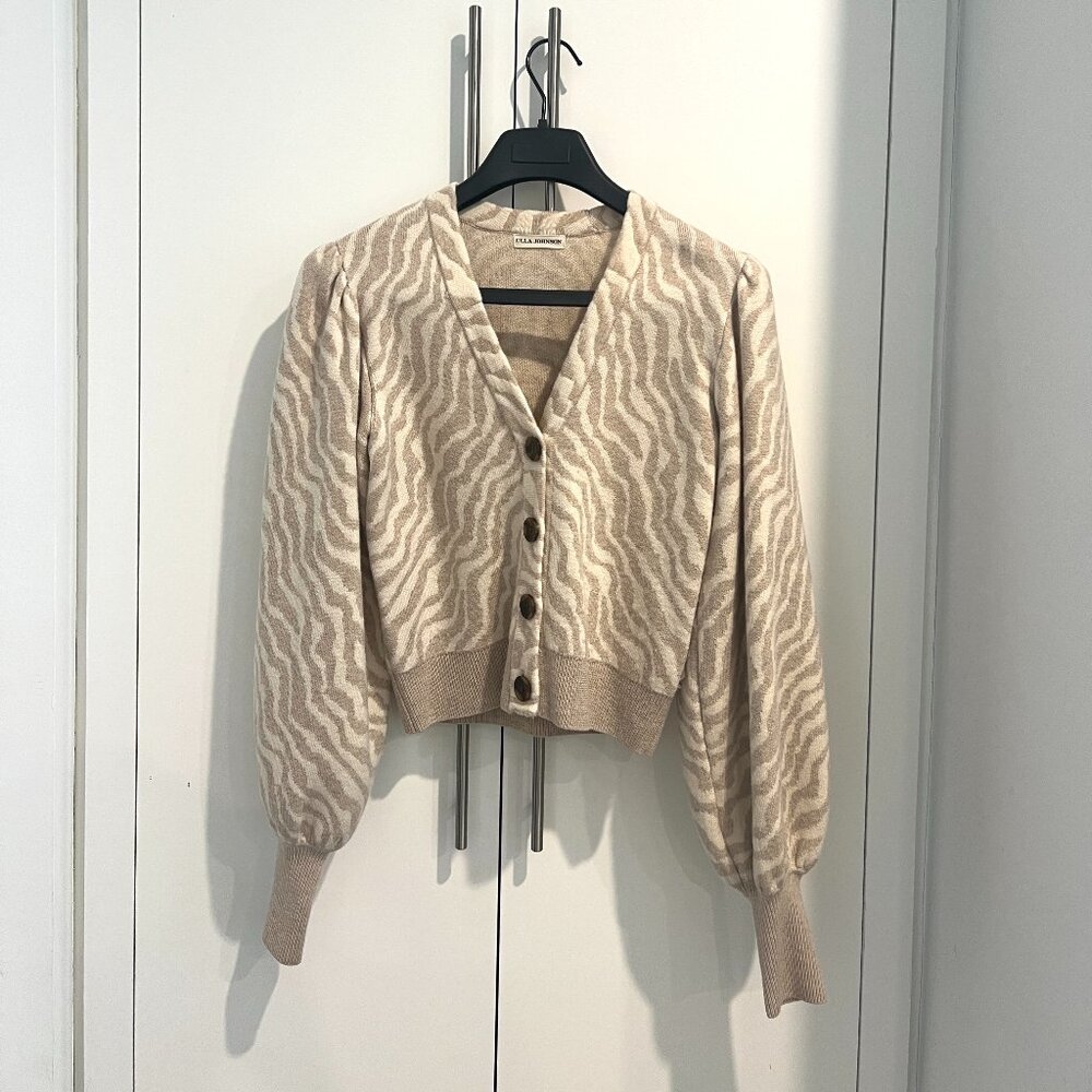 ULLA JOHNSON Zebra Knit Wool Cardigan